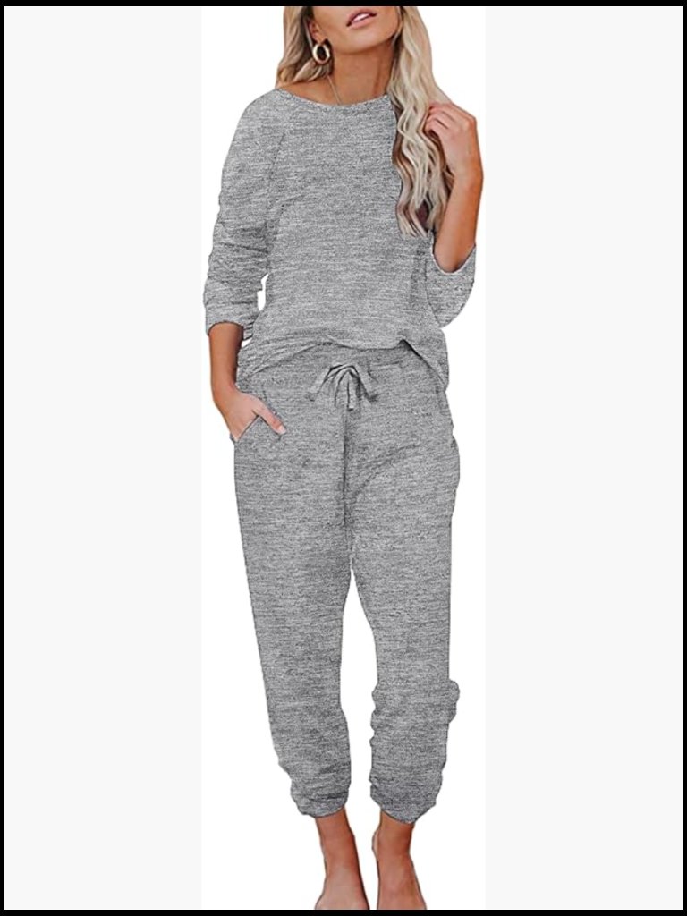 Waffle Knit Pajama Set Long Sleeve Top With Pants Loungewear